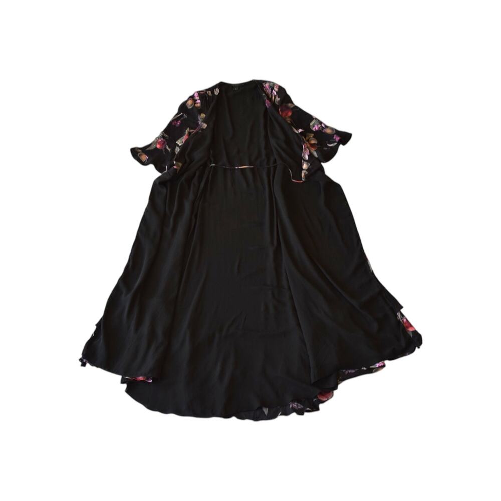 ALLSAINTS Delana Soleil Printed Maxi True Wrap Dress Size 2 Black Fruit - Picture 5 of 7